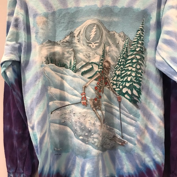 Grateful Dead 1995 Ski Your Face Off Mountain Tie Dye Long Sleeve Vintage Shirt - Picture 3 of 11